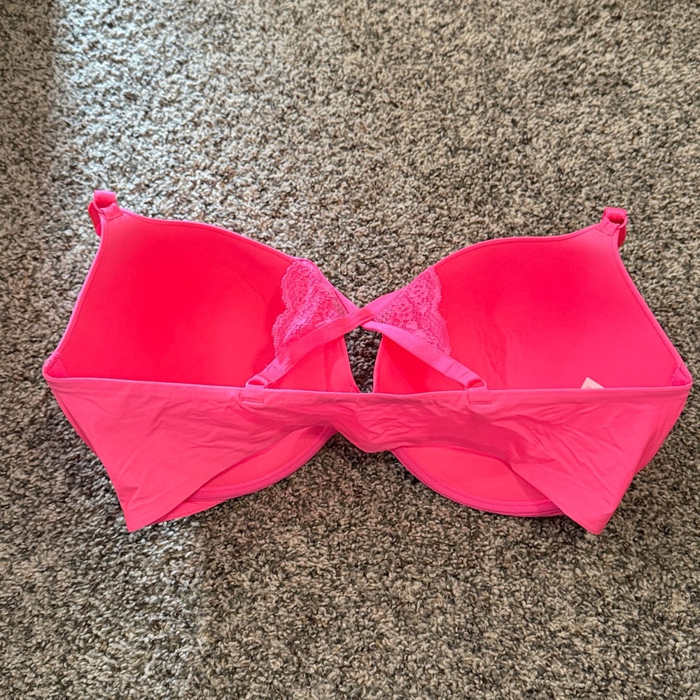 Victoria's Secret Neon Pink Front Closure Push Up Bra 38DD - Picture 3 of 5